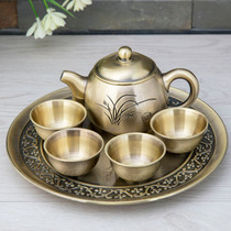 Bronze classical orchid tea set Teapot Tea Cup tray set business gift crafts ornaments