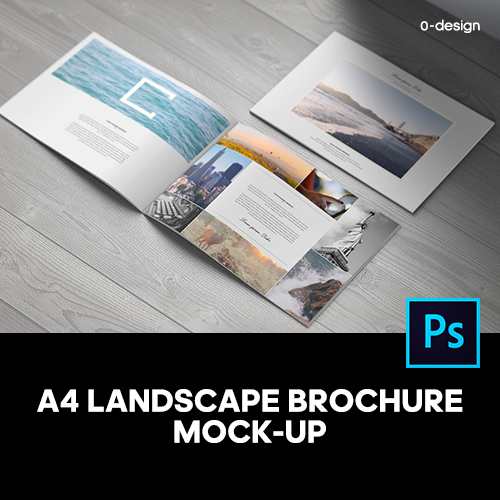 a4 landscape brochure mockup a4横版画册多角度样机展示效果