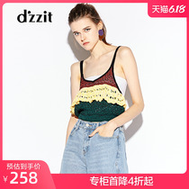 D'zzit Disu spring summer new hollow stitched lotus leaf suspender knitted vest top for women 3f2e2072q