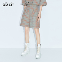 Dzzit Desu autumn 2020 new loose signal orange Plaid Suit Shorts for women 3c3q1053m