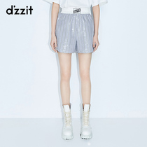 Dzzit Disu 2020 autumn counter new cotton loose Sequin striped Boxer Shorts women 3c3q1042r