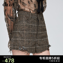 dzzit 2019 winter counter new khaki wool tulle plaid shorts women 3G4Q1093N