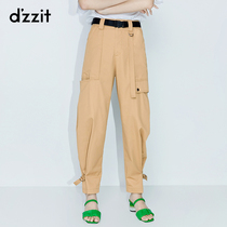 Dzzit Disu 2020 summer counter new fashionable belt Khaki Leggings women 3c2q451n