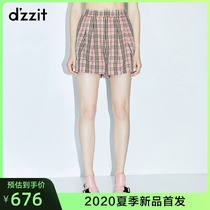 Dzzit Disu 2020 summer counter new soft pink plaid curling Suit Shorts women 3c2q1033g