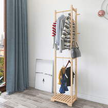 Nordic coat rack vertical solid wood floor hanging hanger indoor corner narrow clothes bar simple household storage rack