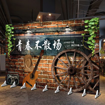 Screen partition Western-style private room Industrial style hotel retro bar folding wall personality nostalgic creative mobile folding screen