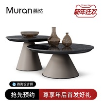 Italian minimalist tea table modern living room home tea table TV cabinet combination new high-grade rock plate round tea table