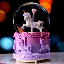 Aisha Princess Music Box Carousel Music Crystal Ball Snow Girls Childrens Birthday New Year Gifts