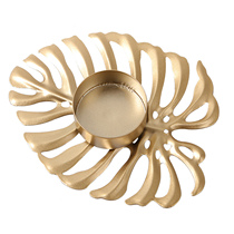 Golden Monstera Candle Holder Mexican Breadfruit Candlestick