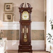 European-style vertical floor clock New Chinese living room retro mechanical clock Villa solid wood clockwork clock pendulum clock