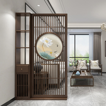 Chinese screen partition living room entrance cabinet entrance door barrier modern simple decoration hollow solid wood shelf