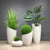 Simple modern FRP flower pot hotel lobby white sandstone beauty flower Villa club decoration crafts