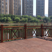  Pineapple grid anti-corrosion wood guardrail Solid wood floor River fence Outdoor park courtyard outdoor railing plank road promenade
