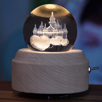 Sky City Castle Crystal Ball Music Box with Night Light Rotating Music Box New Year Gift for Girls