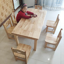 Kindergarten Table And Chairs Fine Art Training Course Children Pine Wood Oak Six table Early teaching solid wood table and chairs