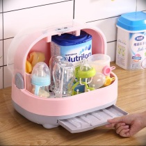 Baby bottle storage box box portable drain drying rack baby tableware with lid dustproof storage box