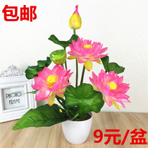 Emulated lotus lotus flower for flower suit fake lotus flower plastic fake flower silk flower small potted plant home decoration pendulum piece