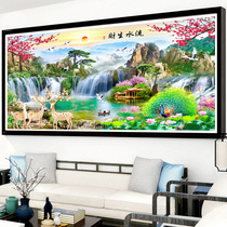 Fushu Cai cross-stitch eking pine 2021 new living room landscape painting landscape atmosphere line embroidery self-embroidered