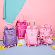 Ktcat Primary School six-wheeled climbing lever bag childrens backpack dragging schoolbag 1-6 grade detachable