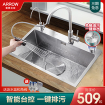 Wrigley 304 stainless steel sink kitchen sink deepened thickened pool manual large capacity bench control single slot