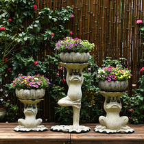 Yoga animal frog flowerpot outdoor courtyard garden landscaping decoration balcony homestay farmhouse layout floor ornaments
