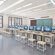 Internet café Microcomputer Computer Classroom Desk Sub-room Computer Desk School Students Training Courses Desk and chairs Composition