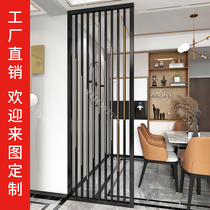 Light luxury stainless steel screen titanium metal iron partition grille hollow modern simple porch living room decoration customization