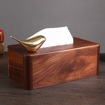 Black walnut pure copper bird light luxury style home tissue box living room new Chinese coffee table drawing box desktop ornaments