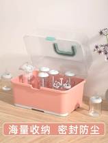 Bottle brush storage box dustproof baby supplies locker portable baby tableware drain tray with cover drying rack