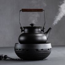 Cow Ren Black Pottery Boiling Kettle Household Ceramic Teapot Tea Brewing Tea Maker Vintage Black Potter Puer Boiling Tea Stove Electric Pottery Stove Set
