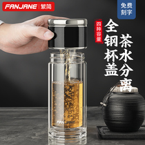 Traditional and simple double-layer glass men and womens household tea car water Cup insulated tea cup transparent cup personal special