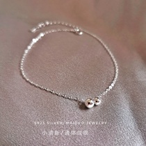 Chow Tai Fook Huan Mei s925 sterling silver anklet female simple temperament silver bean bean water drop wild fresh Korean net red ornaments