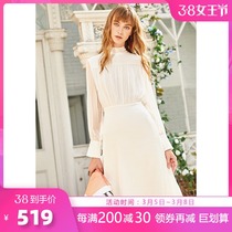 U. N.q light luxury elegant 19 mm double Qiao Satin elegant Mulberry Silk Slim medium length silk dress girl spring