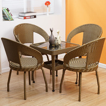 Fujchair table and chairs Three sets Balcony Casual Table And Chairs Combined Rattan Chair Leaning Back Chair Living Room Small Square Table Chair Tea Table