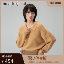 Broadcast the 2020Q autumn new literary shirt lapel pullover knitted sweater female DDN3SD236 walking the road of life
