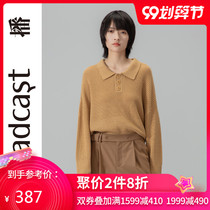 Broadcast the 2020Q autumn new literary shirt lapel pullover knitted sweater female DDN3SD236 walking the road of life
