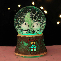 JE ROU panda bamboo crystal ball music box Christmas snowflake music box birthday gift best friend hand gift