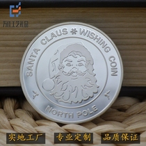 Western Christmas silver-plated commemorative coin collection Santa Claus New Year coin gift coin commemorative coin