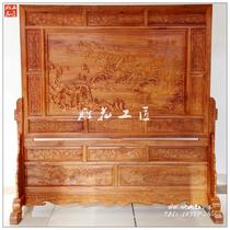 Dongyang woodcarving screen Chinese carved porch partition solid wood screen landing screen living room pear mahogany customization