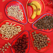 Chinese style wedding disposable candy tray Wedding Banquet Wine Mat Fruit Plate Wedding betrothed square paper disc red disc