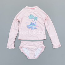 Baby girl infant long sleeve split swimsuit children female child sunscreen surf suit cute princess powder quiet