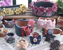 Creative caicai handmade three-dimensional cute cartoon cotton glaze breathable succulent plant flower pot desktop flower