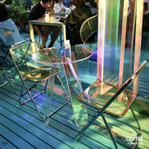 Net red acrylic colorful table Net red light luxury round sofa coffee table side a few designers simple transparent Round Table