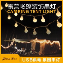 Jenson outdoor camper side tent canopy Star Lights String LED lights round ball small colored lights string lights waterproof decoration