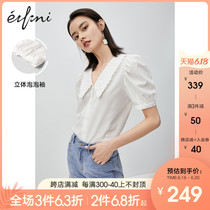 Evelie shirt women 2020 new summer top square collar French short sleeve design sense niche bubble sleeve thin shirt