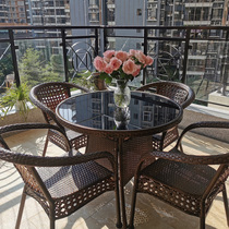 Outdoor Patio Rattan Table And Chairs Combined Outdoor Villa Terrace Small Tea Table Balcony Three Sets Minima Casual Tenchair