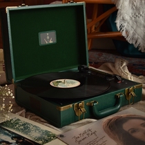 Wu vinyl record player phonograph box desktop retro audio old-fashioned speaker wooden portable lp light luxury