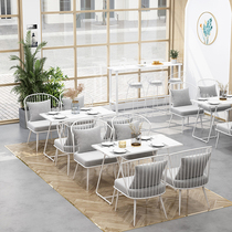 Net red milk tea shop table and chair combination cafe drinks cake dessert shop simple leisure fresh ins style furniture