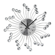 European fashion creative wall clock crystal silver iron wall clock personality art decoration living room bedroom clock