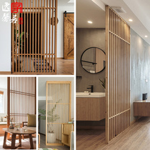 New Chinese style Japanese hollow solid wood grille Living room entrance screen partition Nordic decorative lattice customization